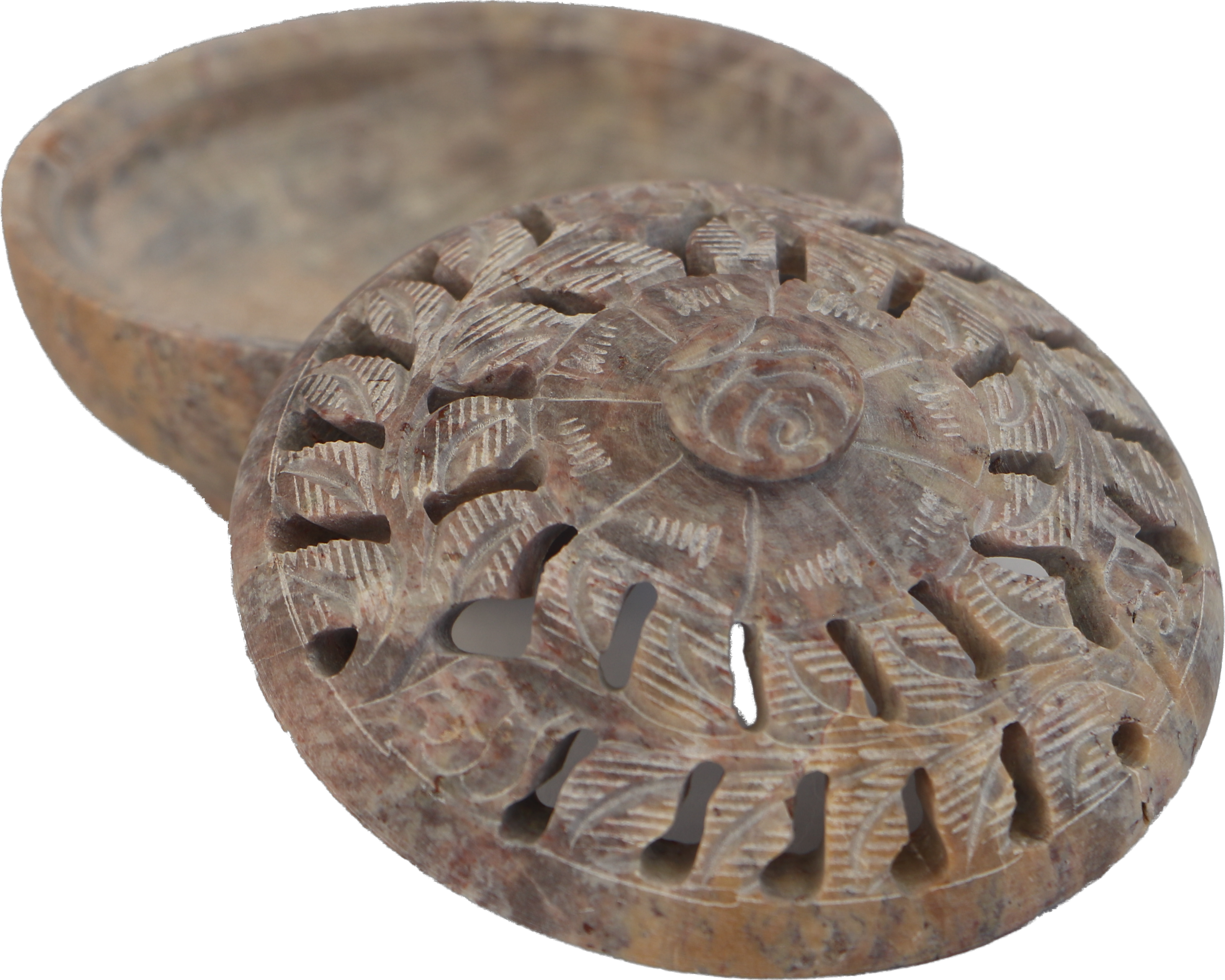 Räucherdose Blumenranke, Speckstein