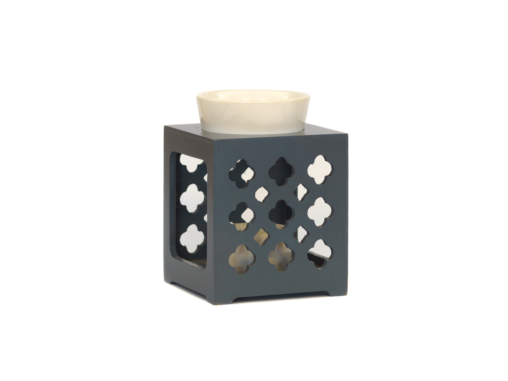 Duftlampe Marroc, Holz-Keramik, anthrazit