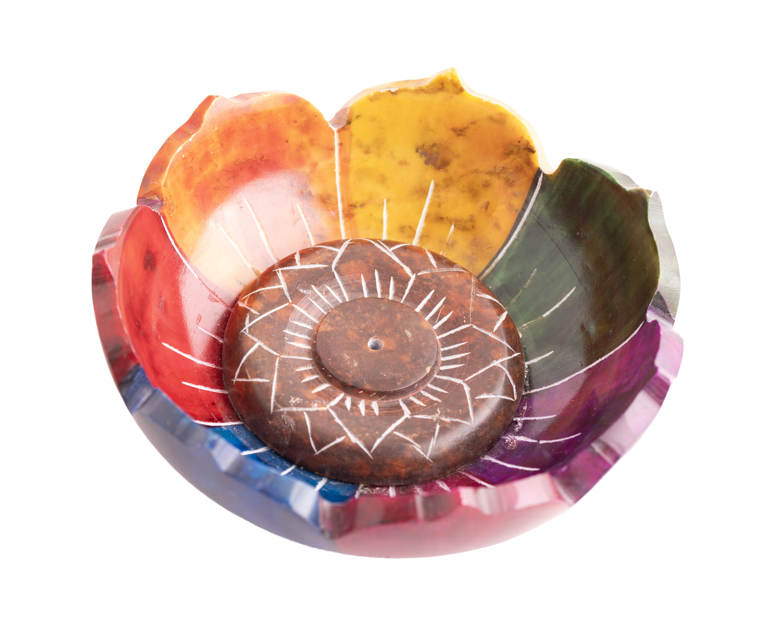 Lotus, Stäbchenhalter Speckstein bunt