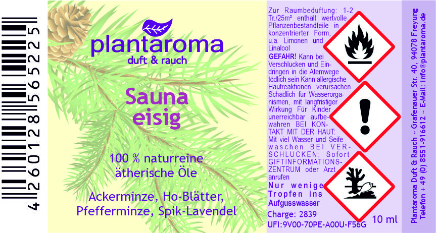 Sauna eisig, 100 % naturreine ätherische Öle