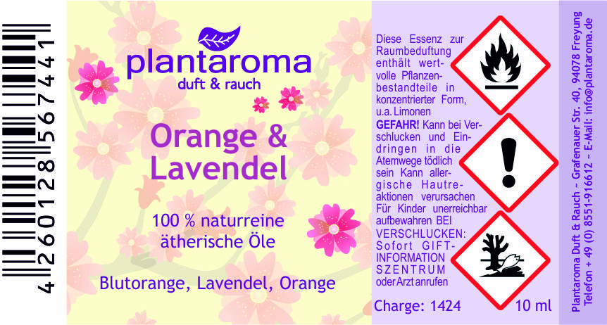 Orange & Lavendel, Lieblingsmischung, 100 % naturreine ätherische Öle