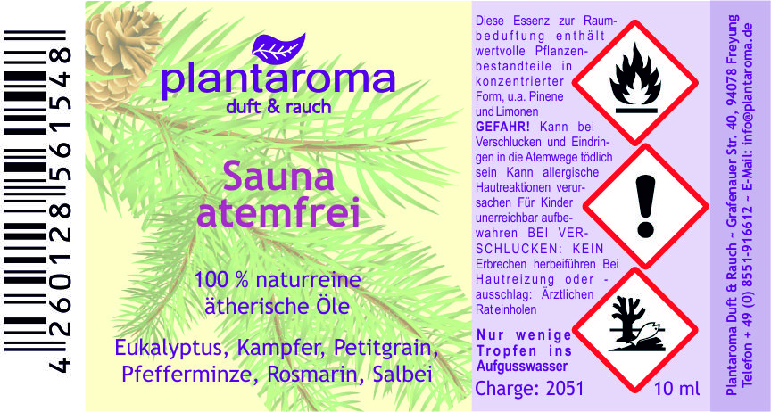 Sauna atemfrei, 100 % naturreine ätherische Öle