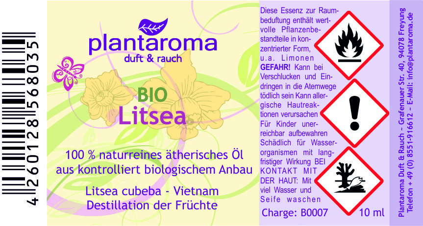 Litsea BIO, 100 % naturreines ätherisches Öl
