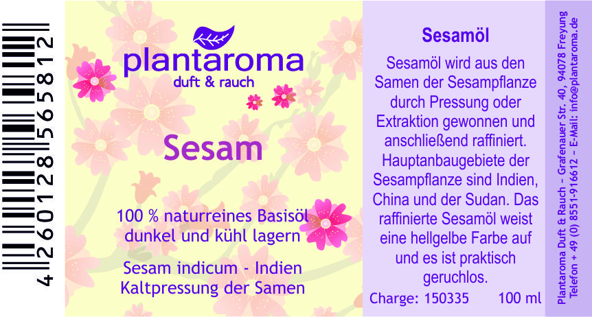 Sesamöl, 100 % naturreines Basisöl