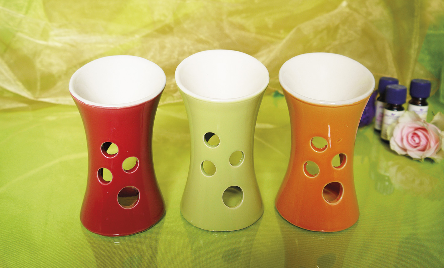 Duftlampe Colore, Keramik, rot, grün, orange