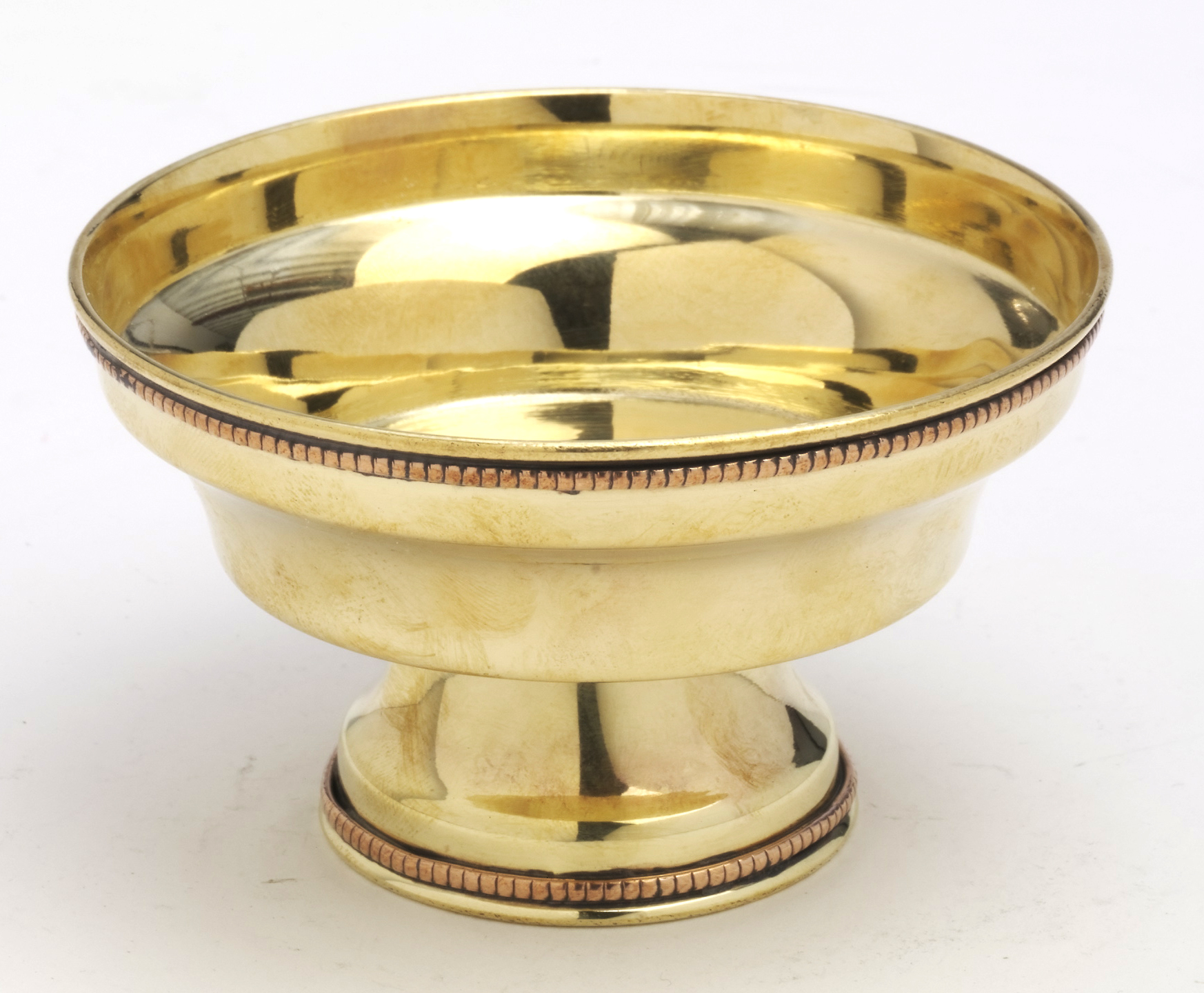 Räucherschale mit Perlrand - Messing